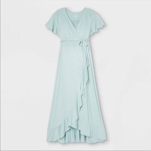 Isabel Maternity Wrap Dress Aqua Blue S